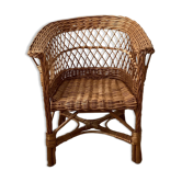 Vintage braided wicker armchair for children