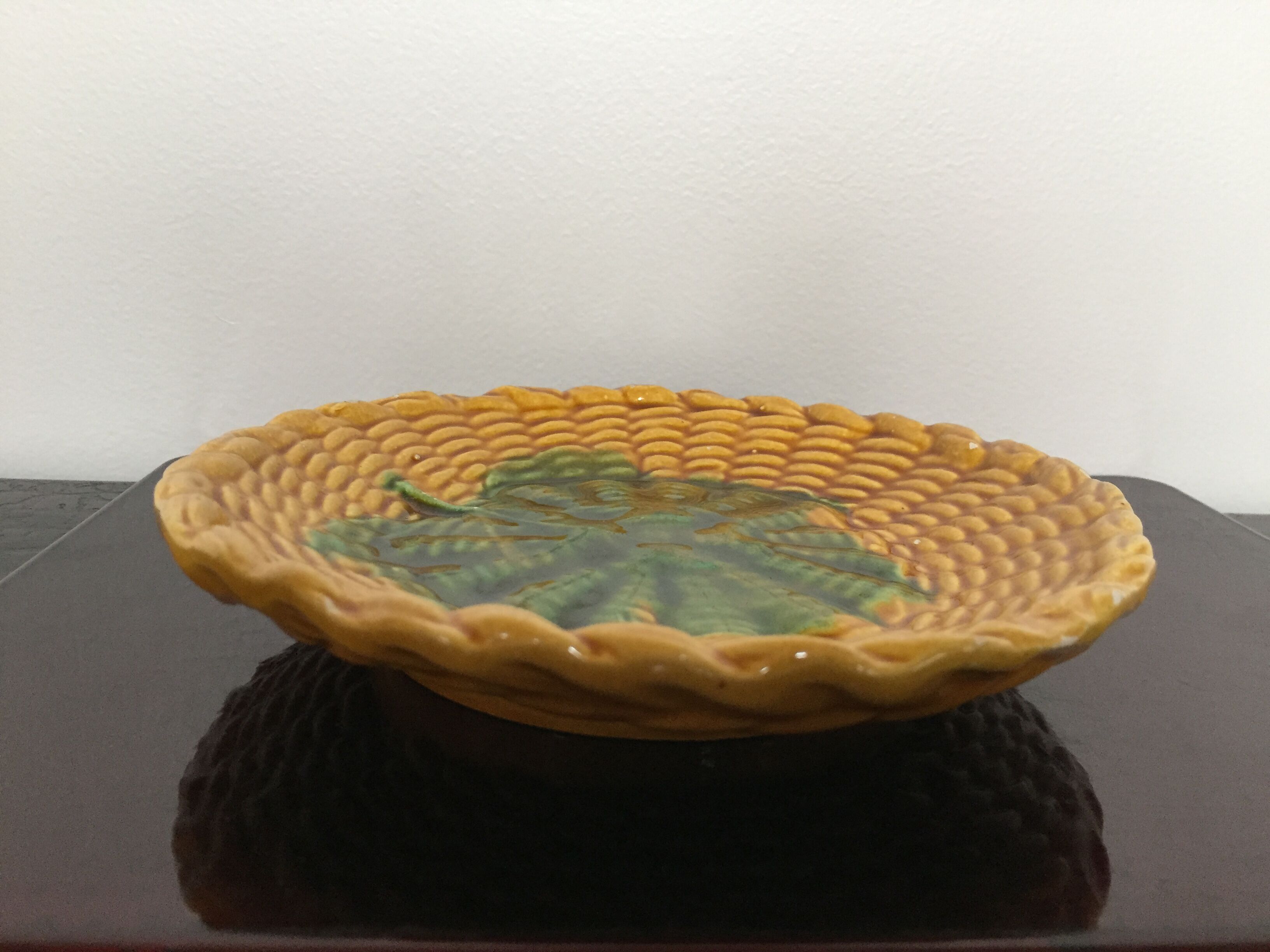 Vallauris' yellow and green ceramic plate