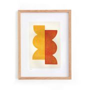 Abstract painting on 30x40cm yellow and orange wax paper signed Eawy