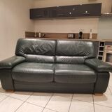 Dark green leather sofa 2-3 seats
