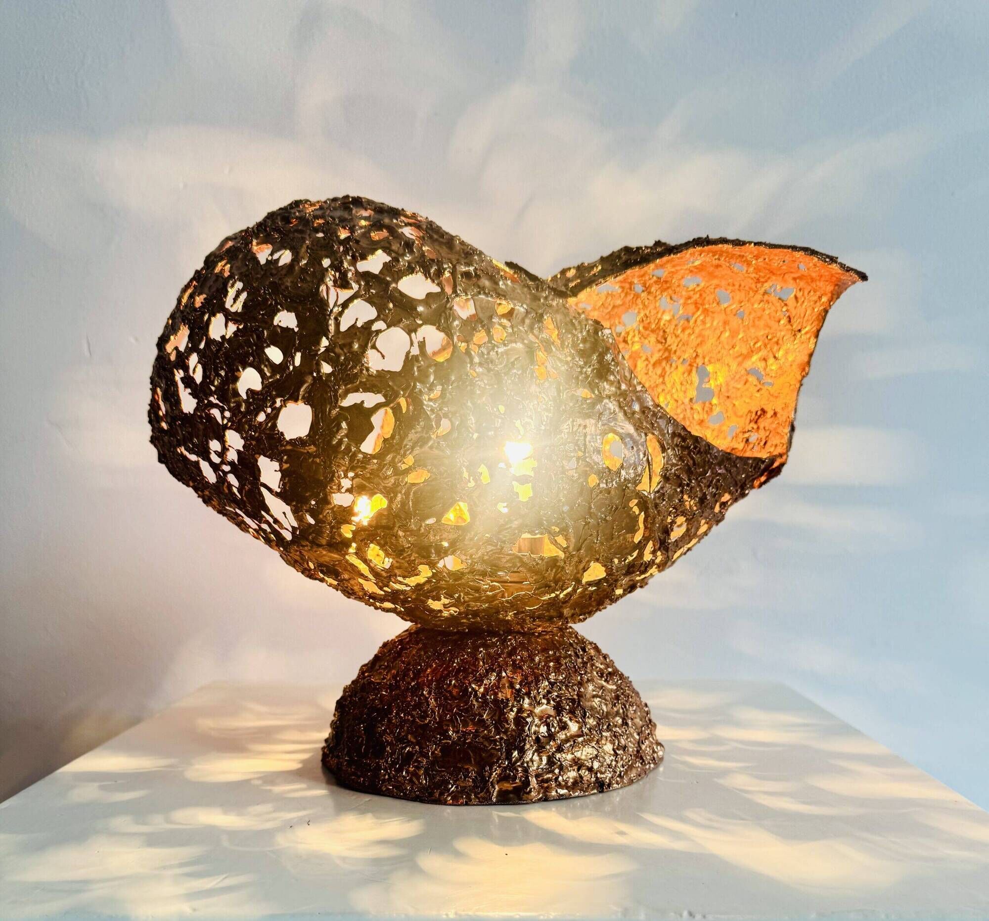 Sculptural Table Lamp In Copper By Aimo Tukiainen For Oy Moonlight, Finland 1970S