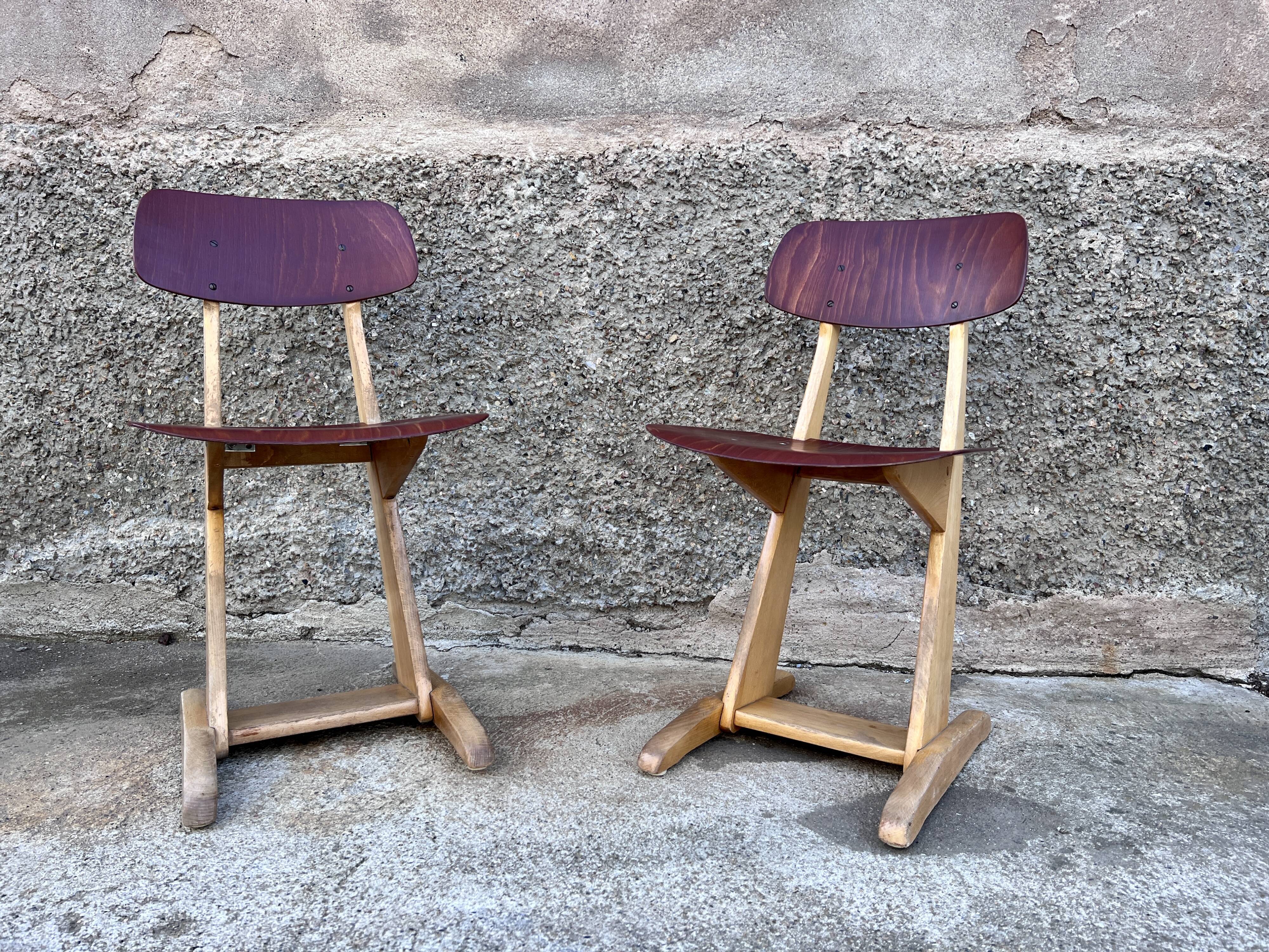 Pair of child chair Casals beech red