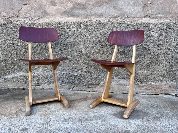 Paire de chaises enfant  Casals hêtre rouge