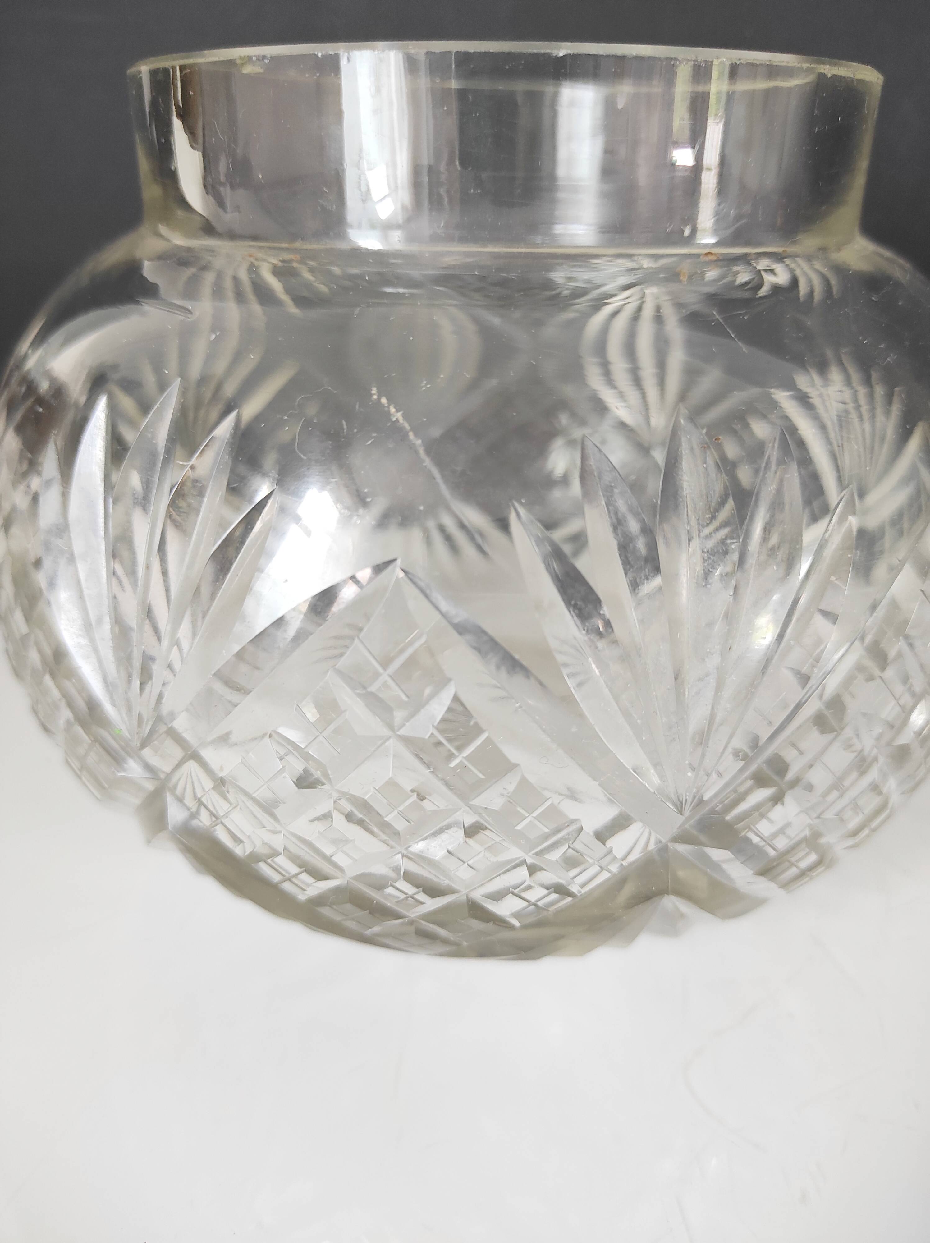 Cut crystal ball vase