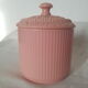 Ensemble 2 boîtes à coton vintage salle de bain plastique rose Grosfillex