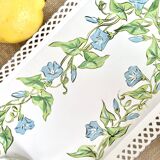 Large painted sheet metal tray with flower decoration