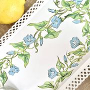 Large painted sheet metal tray with flower decoration