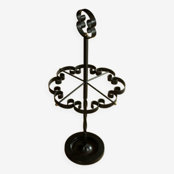 Wrought iron high umbrella stand, handmade, vintage from the 70s