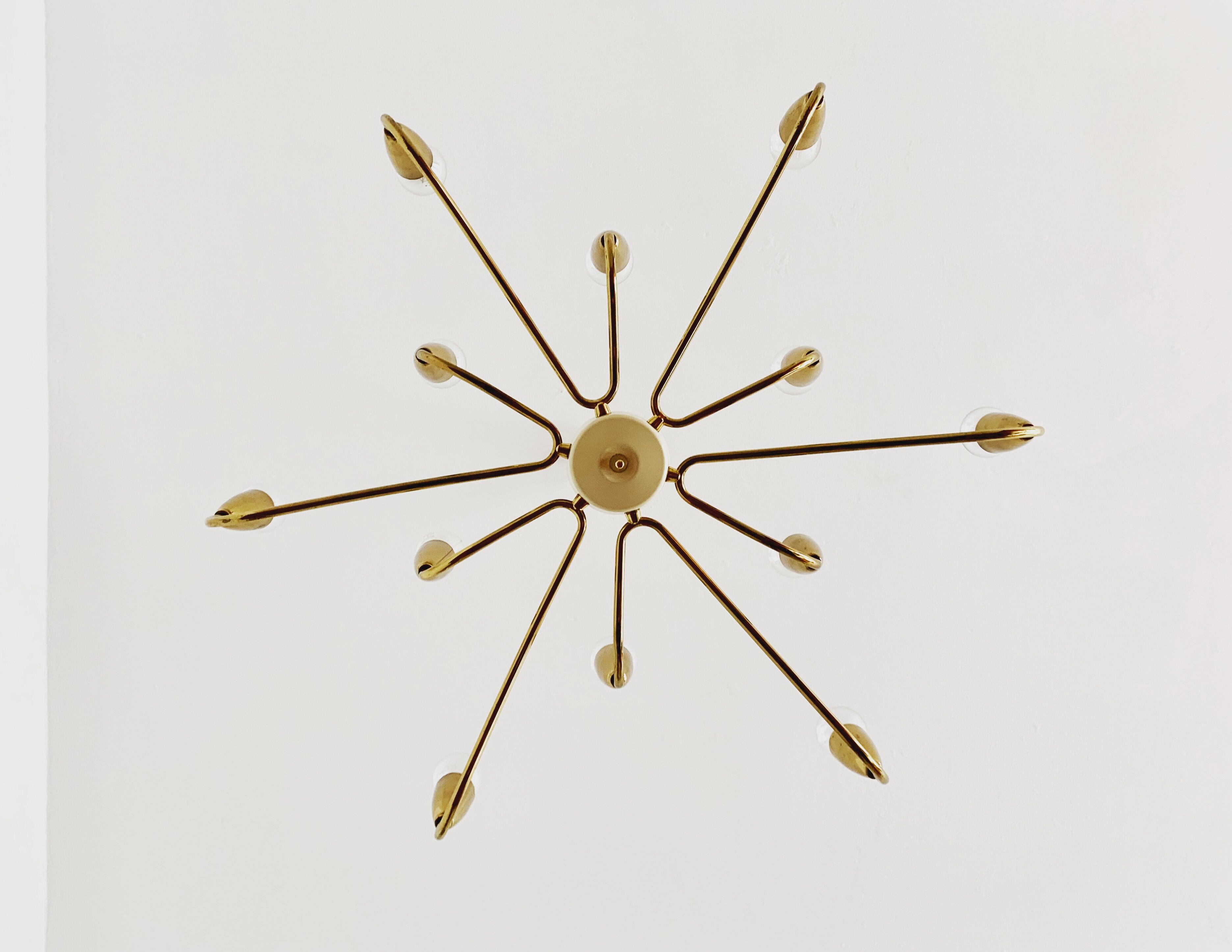 Italian mid century modern brass Sputnik chandelier