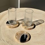 Set of 3 fossilized wooden coasters (clear)