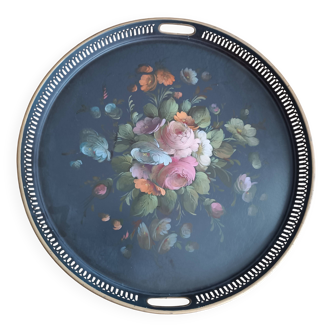 plateau de service rond en tôle peinte Napoléon III