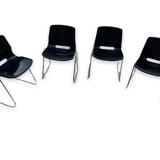 Set of four black Scandinavian chairs, design 70