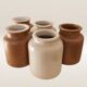Set of five stoneware mustard pots