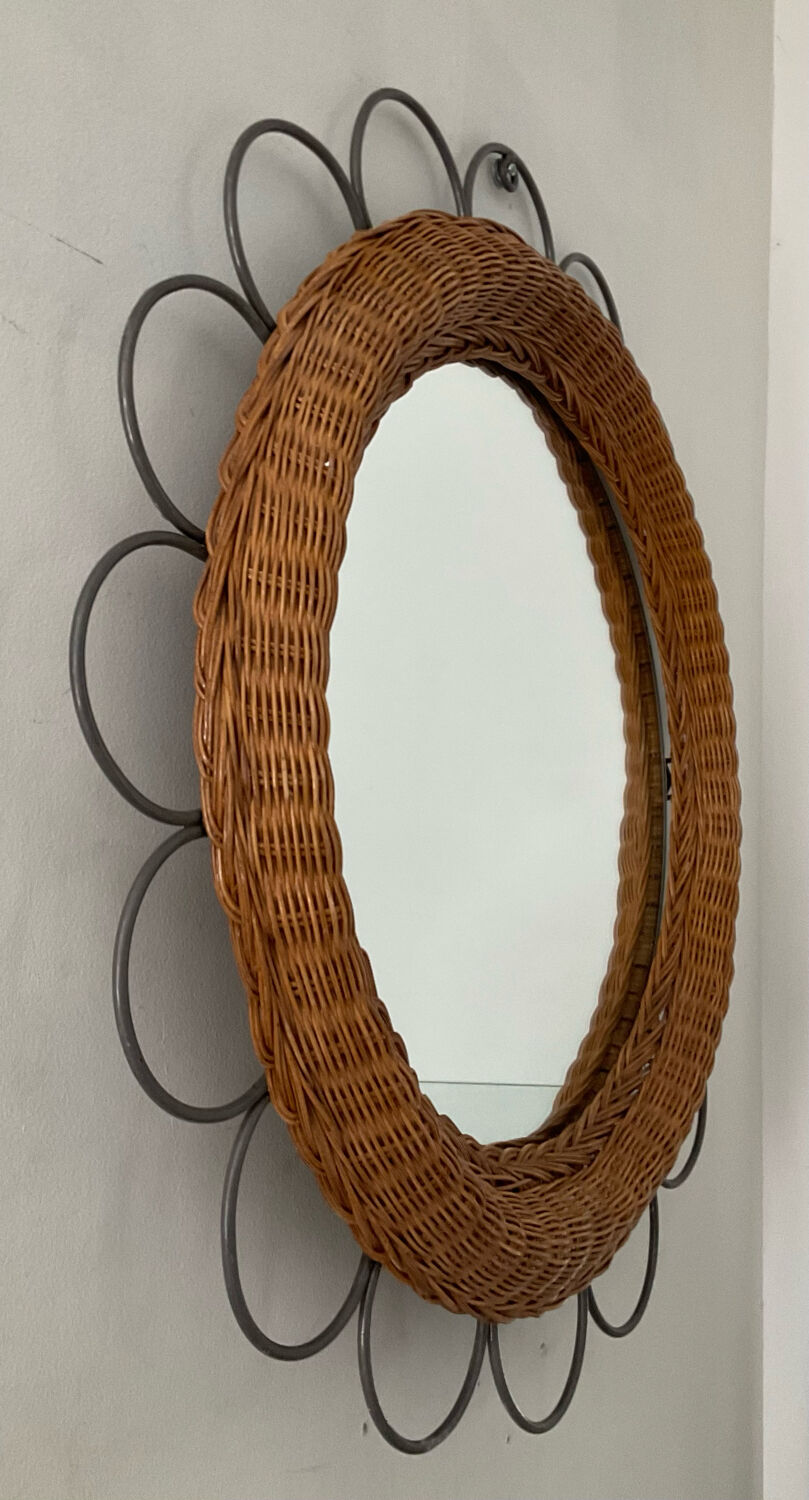 Vintage rattan mirror