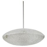 Mid-century Textured Glass and Nickel Kalmar Discus Chandelier, Austria, 1950s