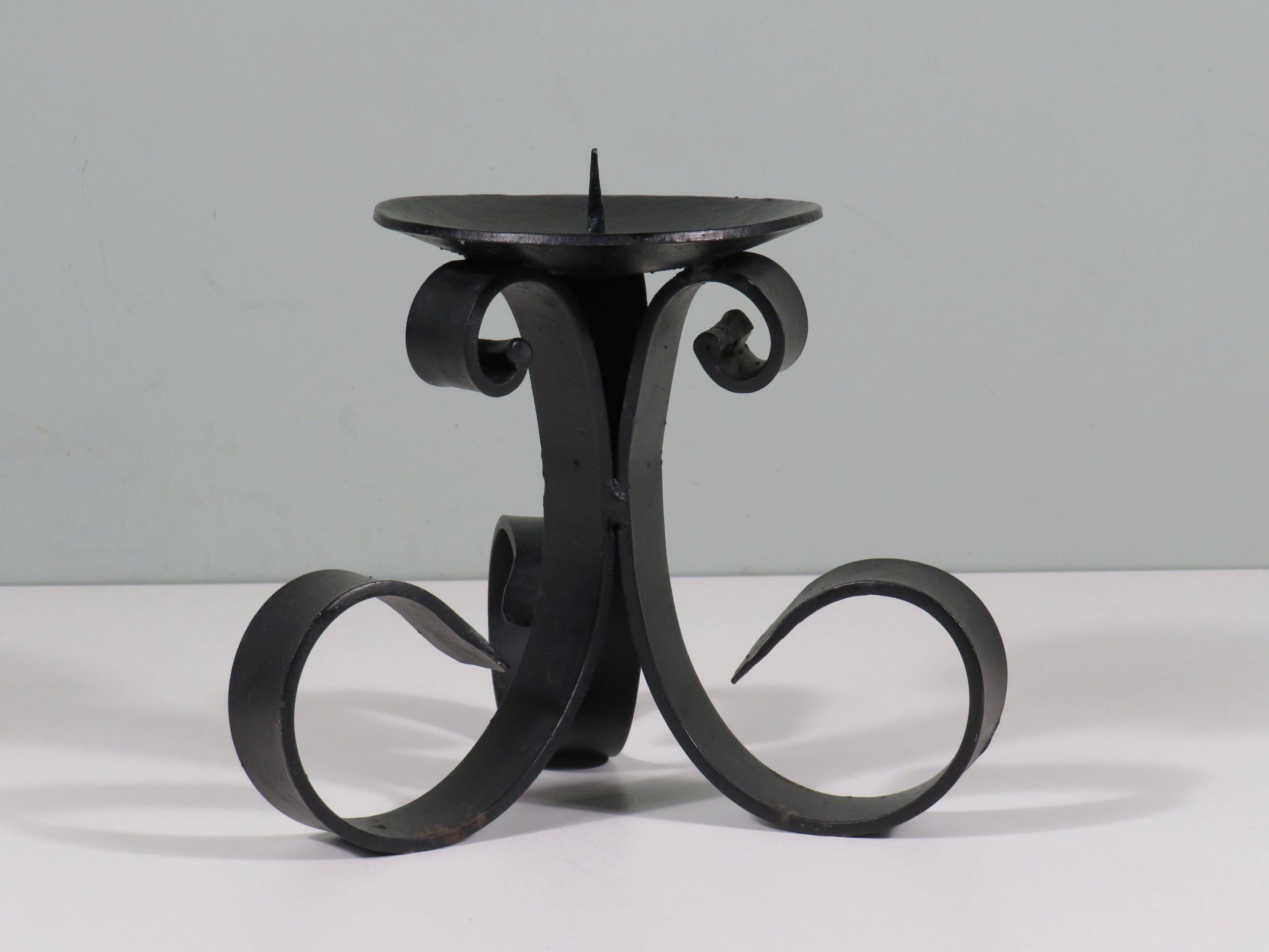 Hand forged vintage candlestick for large candle.