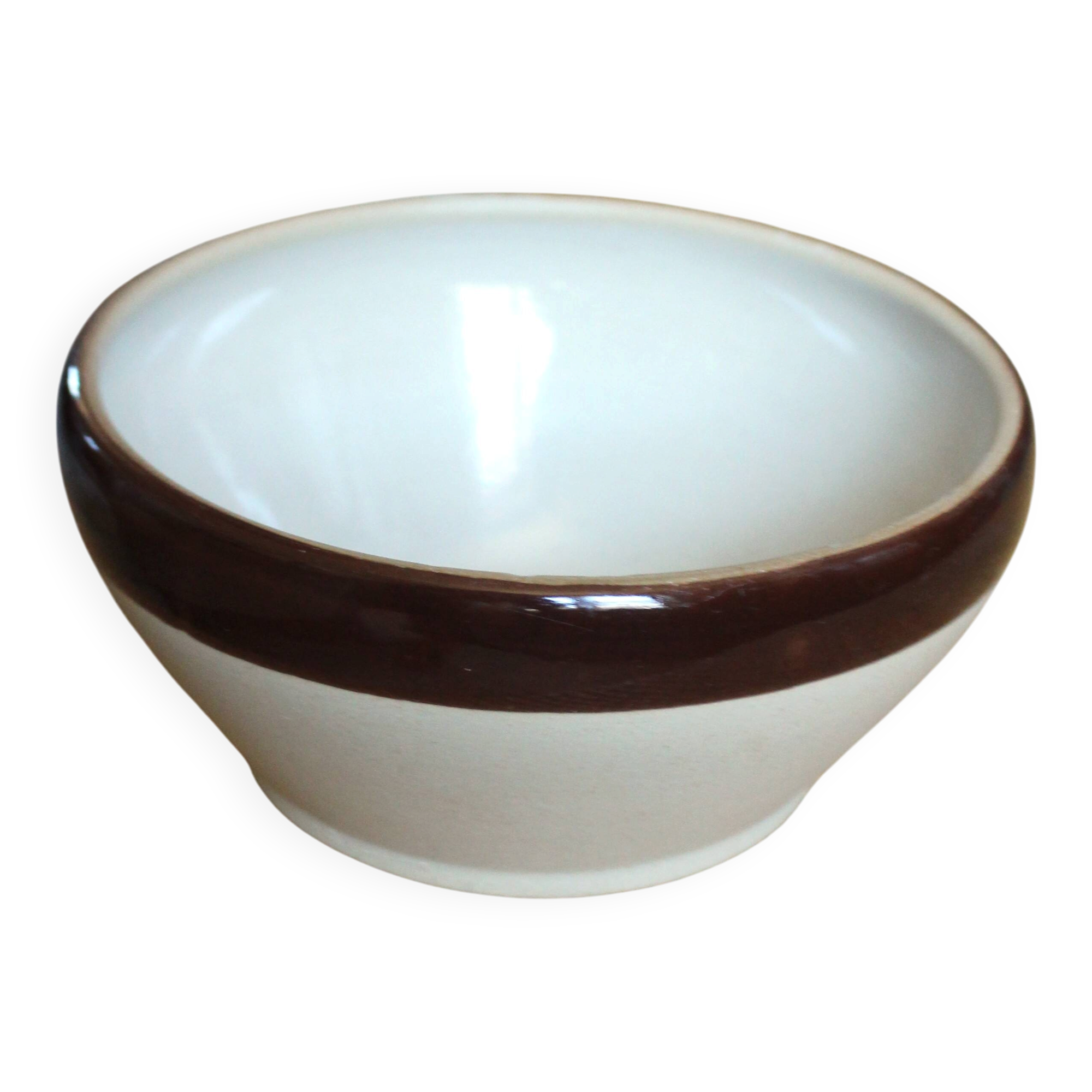 Two-tone vintage stoneware salad bowl from Digoin.