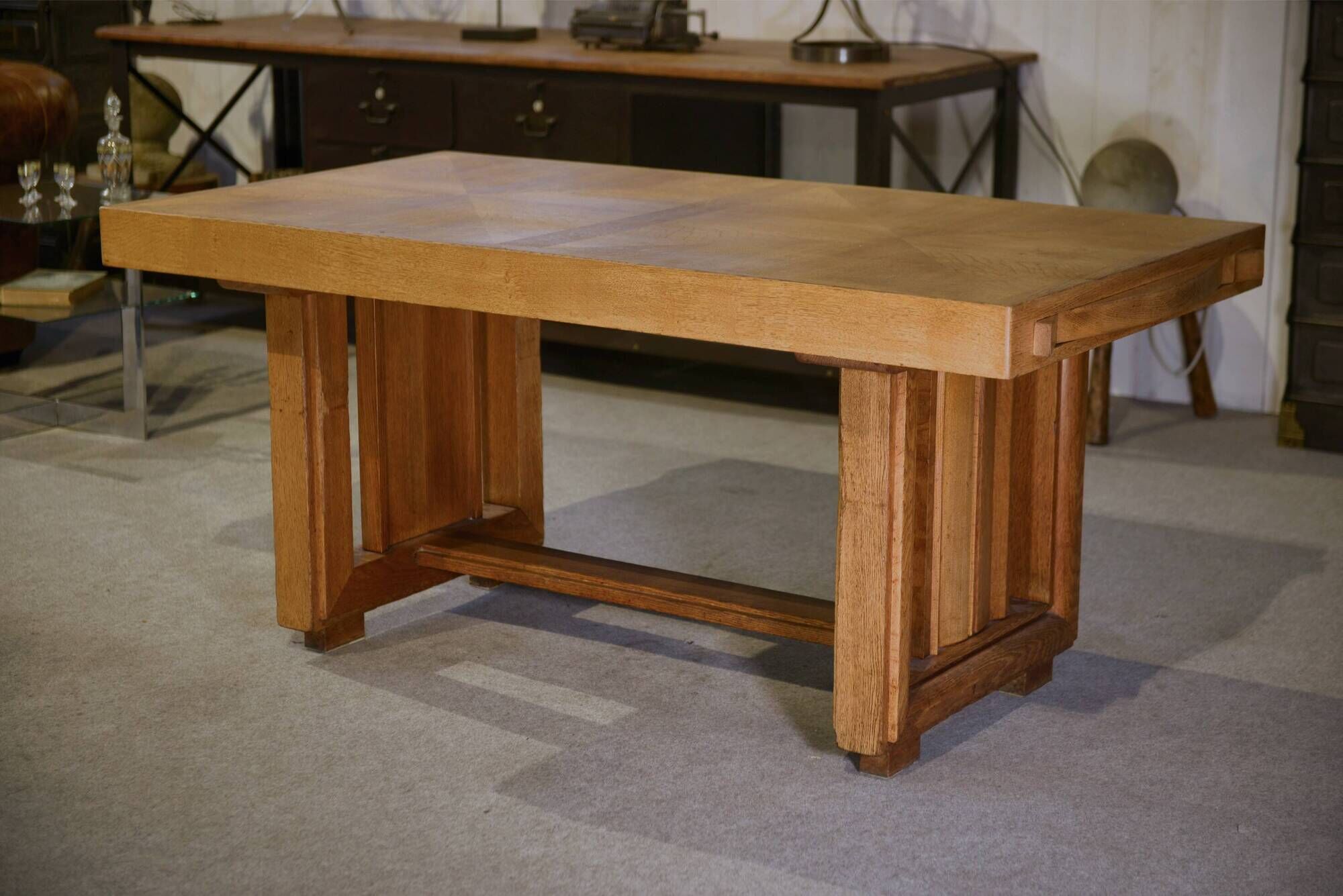 Table art déco en chêne par Léon et Maurice Jallot 1940’s