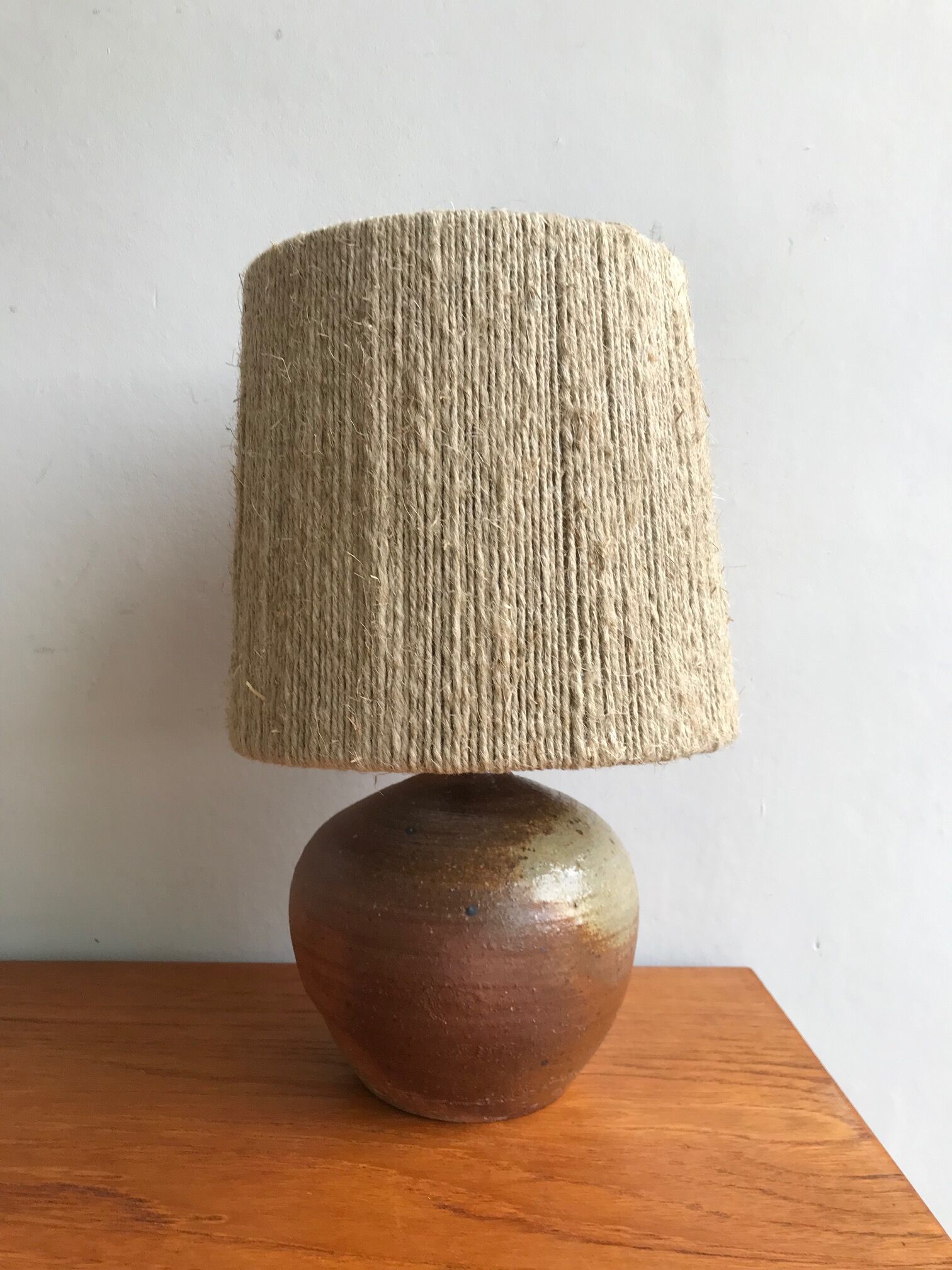 Sandstone lamp, rope lampshade