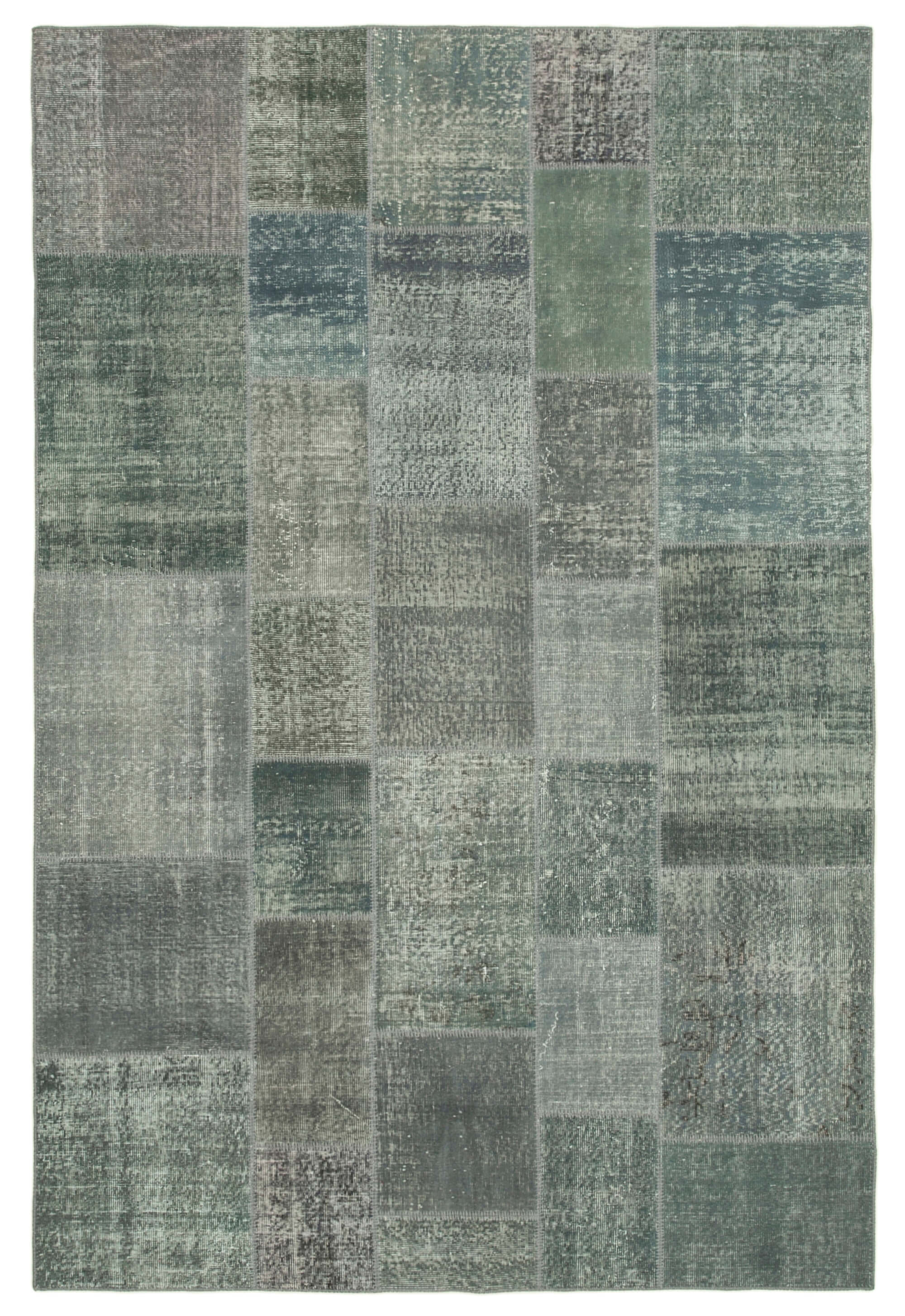 Handmade turkish overdyed 200 cm x 300 cm grey patchwork carpet