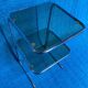 Vintage 1970s coffee table square chrome base u-shaped oval profile