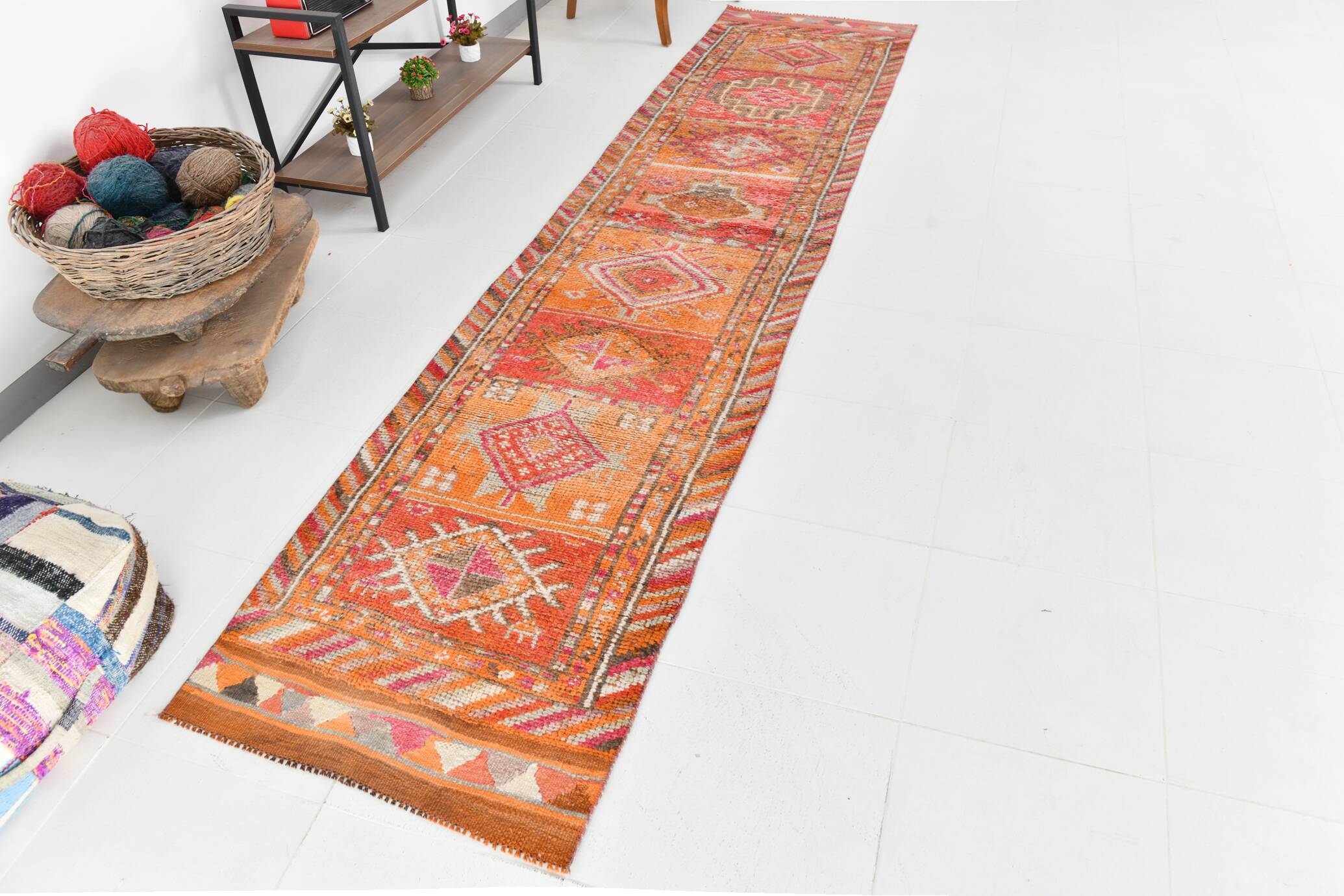 Orange Beige Turkish Runner Rug 80x369Cm SK 23759