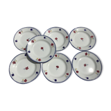 7 blue edge flat plates Mary Lou Digoin