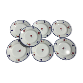7 blue edge flat plates Mary Lou Digoin