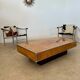 Old Italian design coffee table from the 70s in elm burl and metal / Willy Rizzo