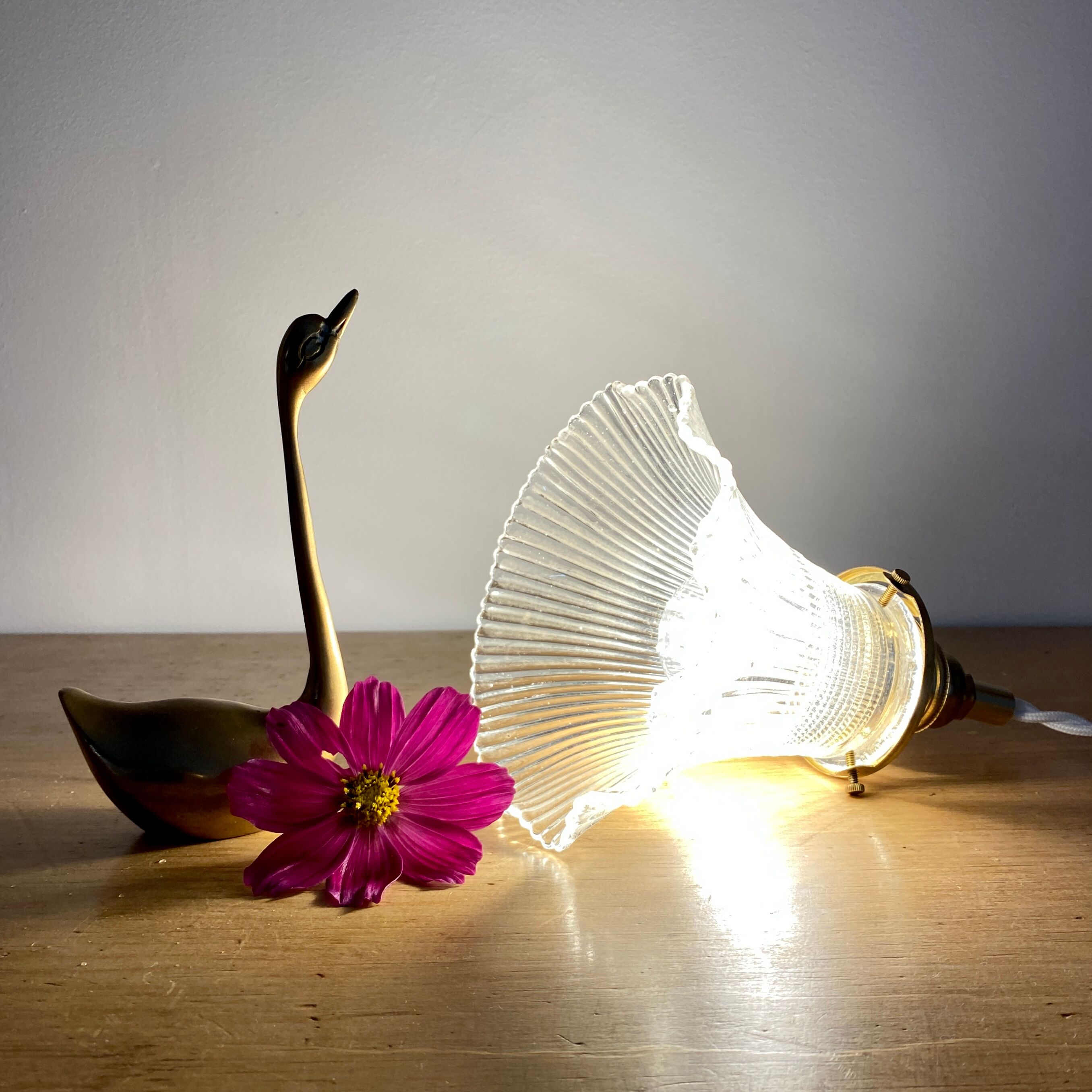 Vintage tulip walker in holophanous glass