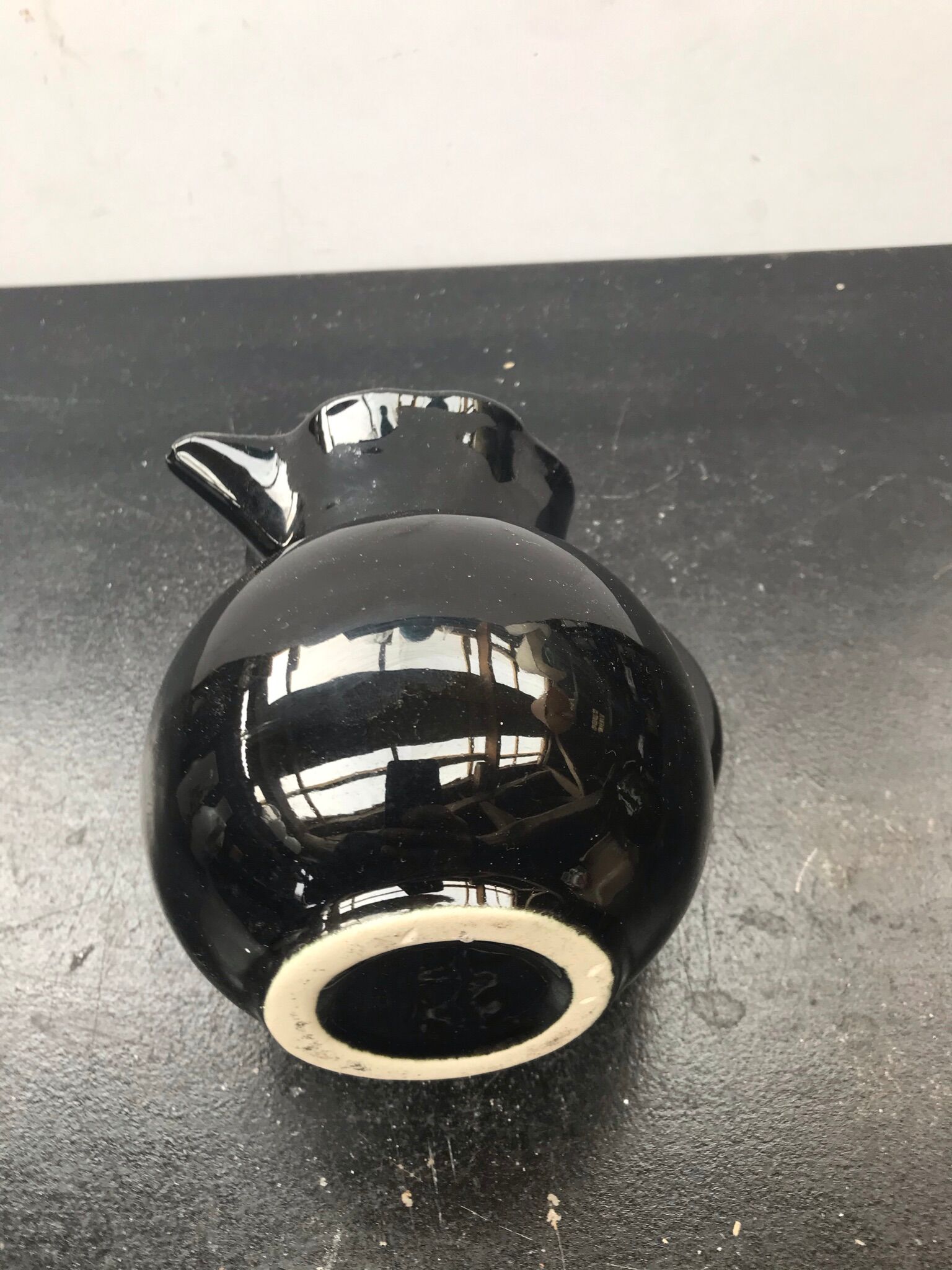 Former black ceramics pitcher vintage 70s