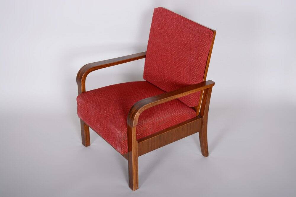 Set of Art Deco Walnut Armchairs, 1930s
