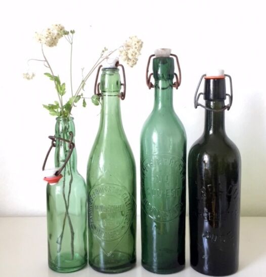 4 bottles Brasserie green glass