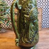 Green Barbotine Pitcher and Mug