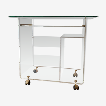 Plexiglas desk and vintage glass