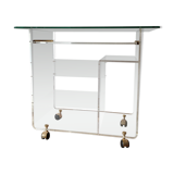 Plexiglas desk and vintage glass