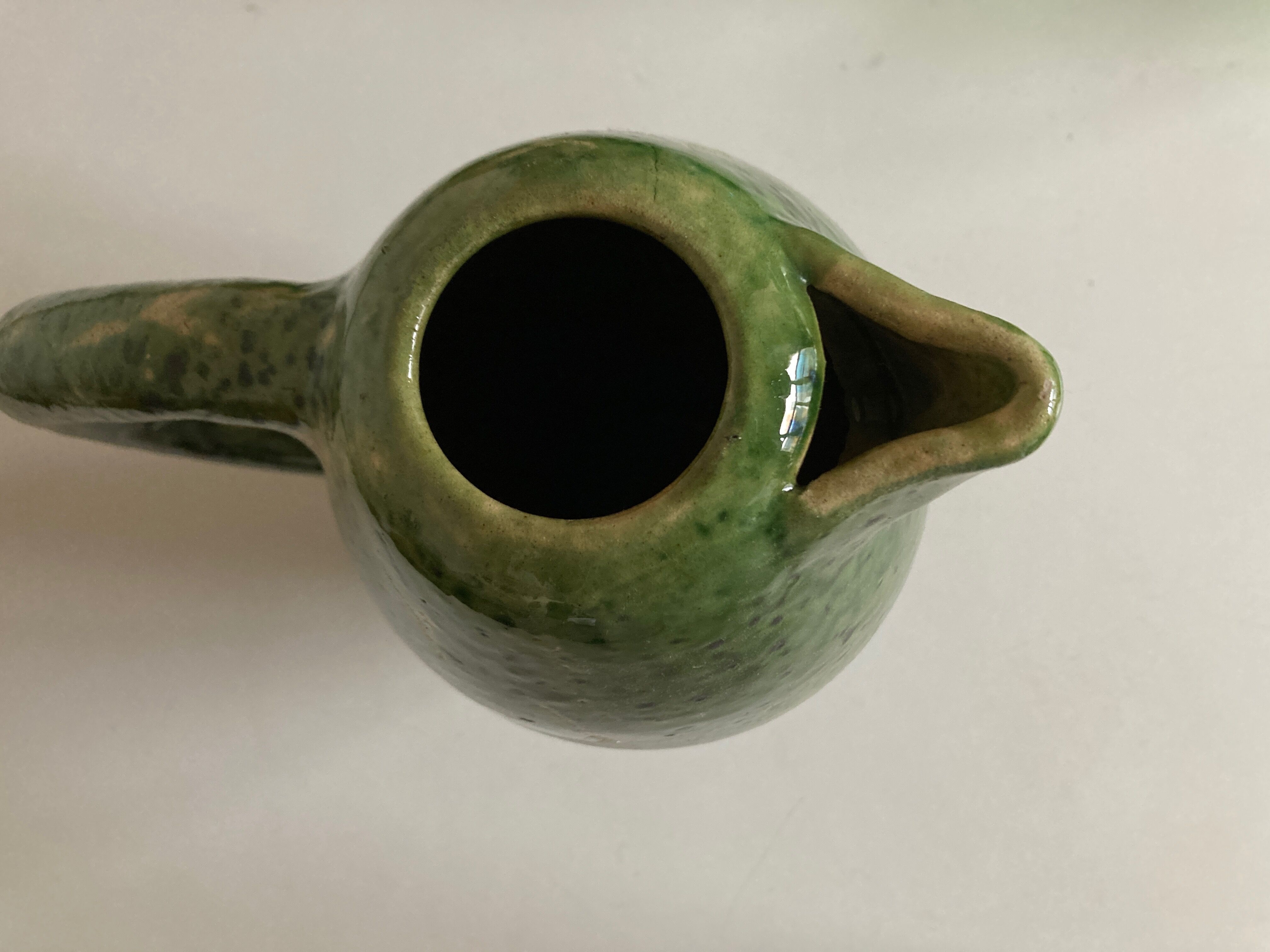 XL vase pitcher in green glazed clay Vallauris 1960