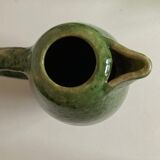 XL vase pitcher in green glazed clay Vallauris 1960