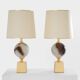 Paire de lampes en céramique et laiton de Philippe Barbier, 1970