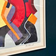 Lithographie en couleur originale suédoise – “Composition” par Bo Thorén – Signée – Vintage et encadrée