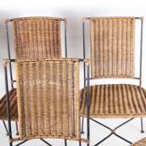 Set of 6 wicker and iron chairs