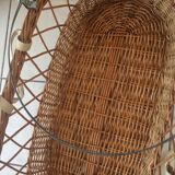 Rattan basket with canopy hoops and wrists