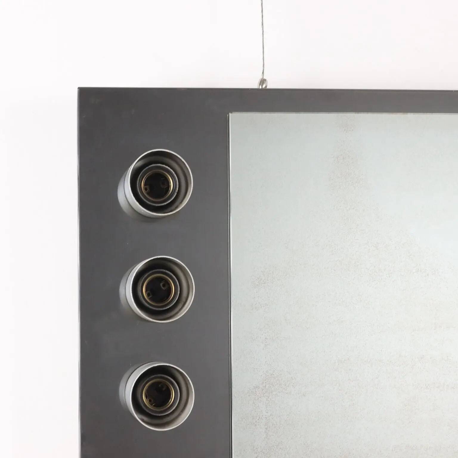 Miroir de salle de bain vintage avec lumières, Italie, années 1970