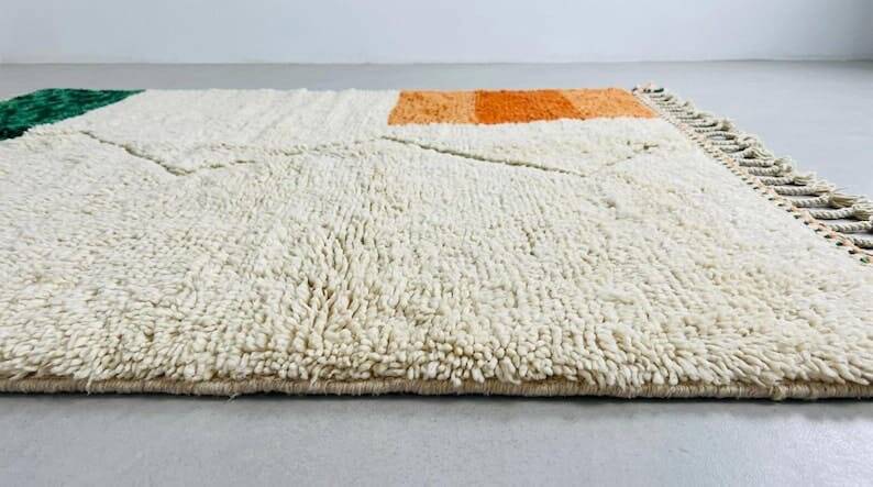 Handmade traditional Beni Ourain Berber rug with colourful patterns, 2/3 m.