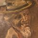 Old Table Oil on Canvas: Portrait of a Man in a Hat