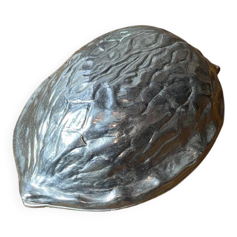 Nutcracker, shaped like a large nut, silver-plated metal