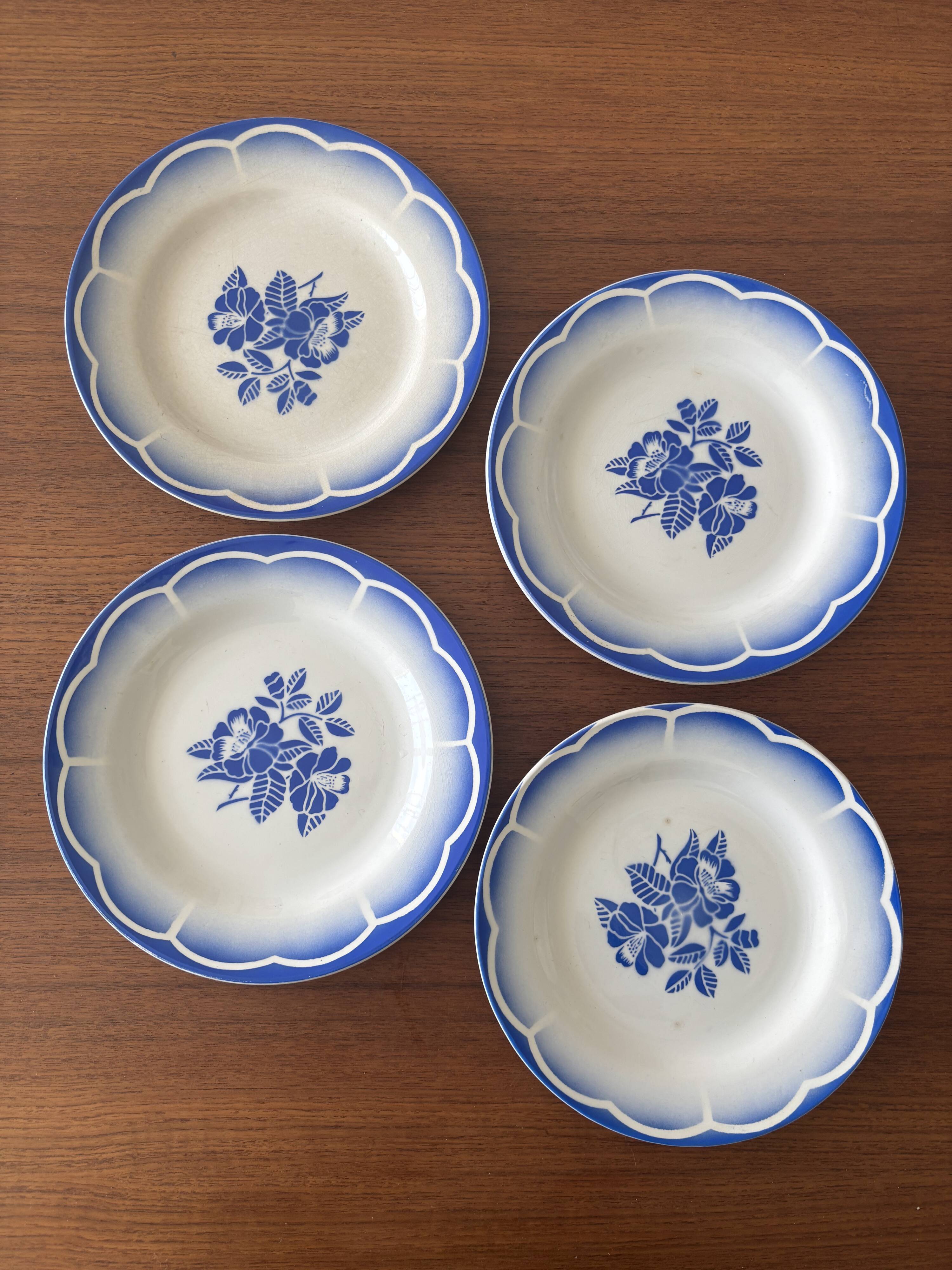Set of 6 flat plates Digoin Sarreguemines Marsac • Vintage tableware