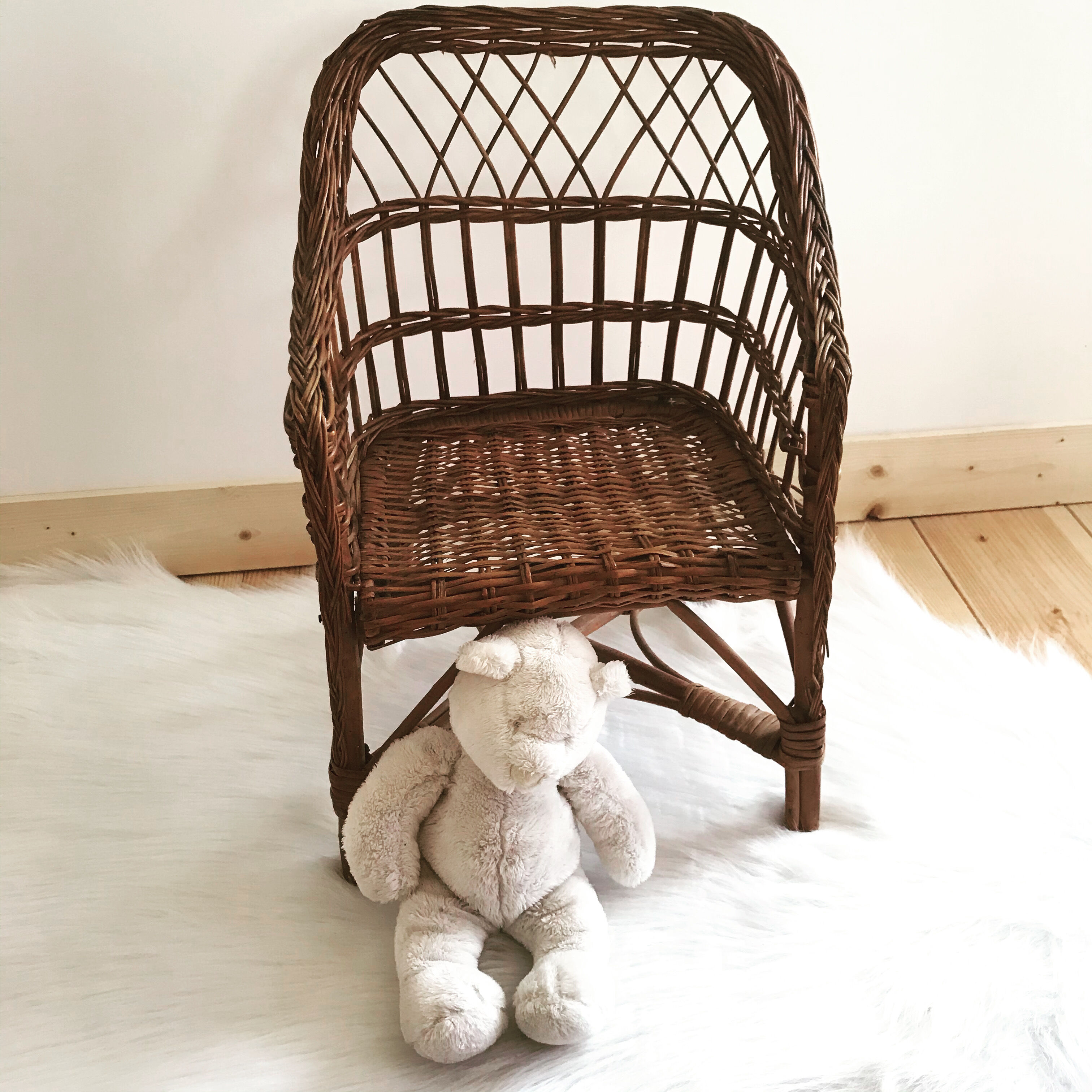 Vintage wicker children's armchair