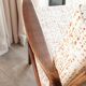 Vintage Danish boucle armchair with orange polka dots from the 1960s.