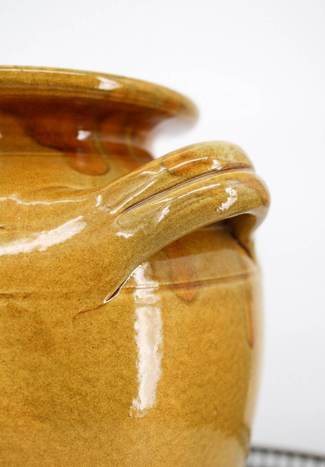 Large vintage yellow glazed terracotta jar vase